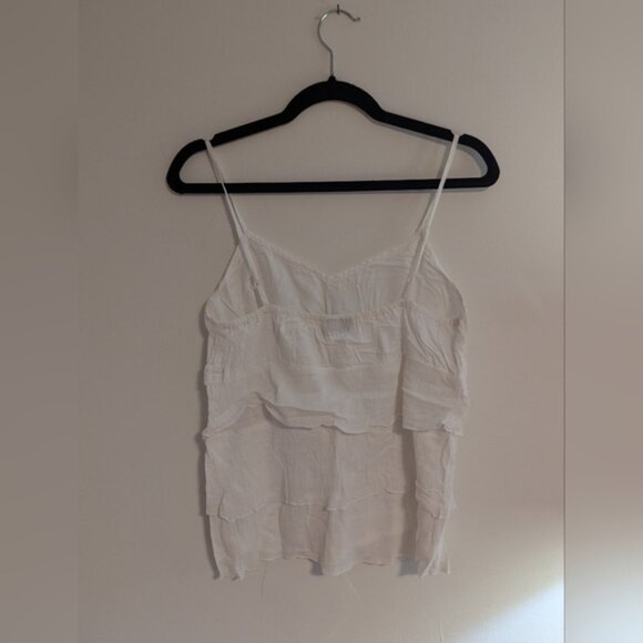 White Ruffle Tank Top - Womens Large - Picture 2 of 3